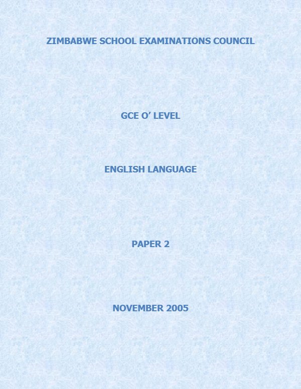 First page of zimsec-o-level-english-language-paper-2-november-2005-question-paper-jwlsizq