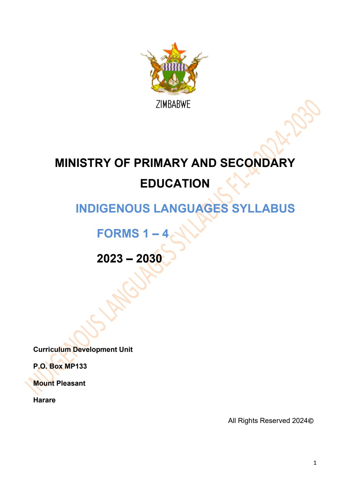 First page of 2024 Syllabus