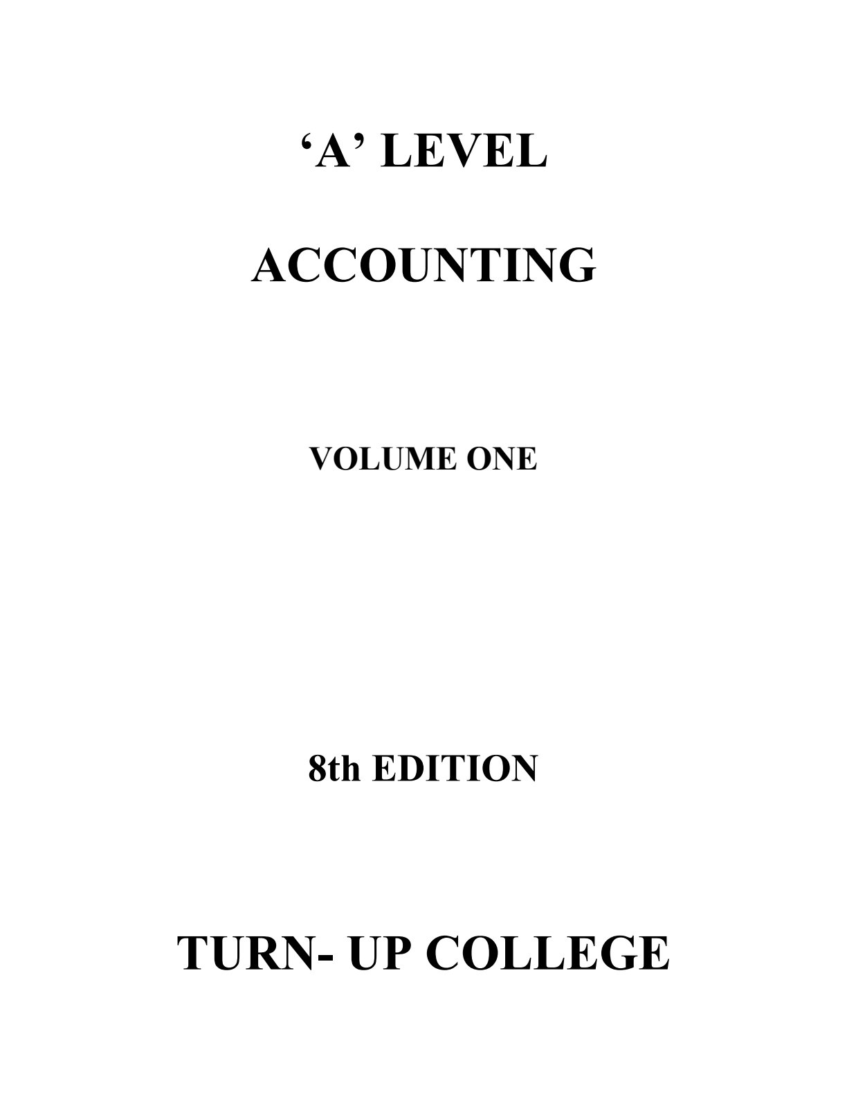 First page of A Level Accounting Volume One