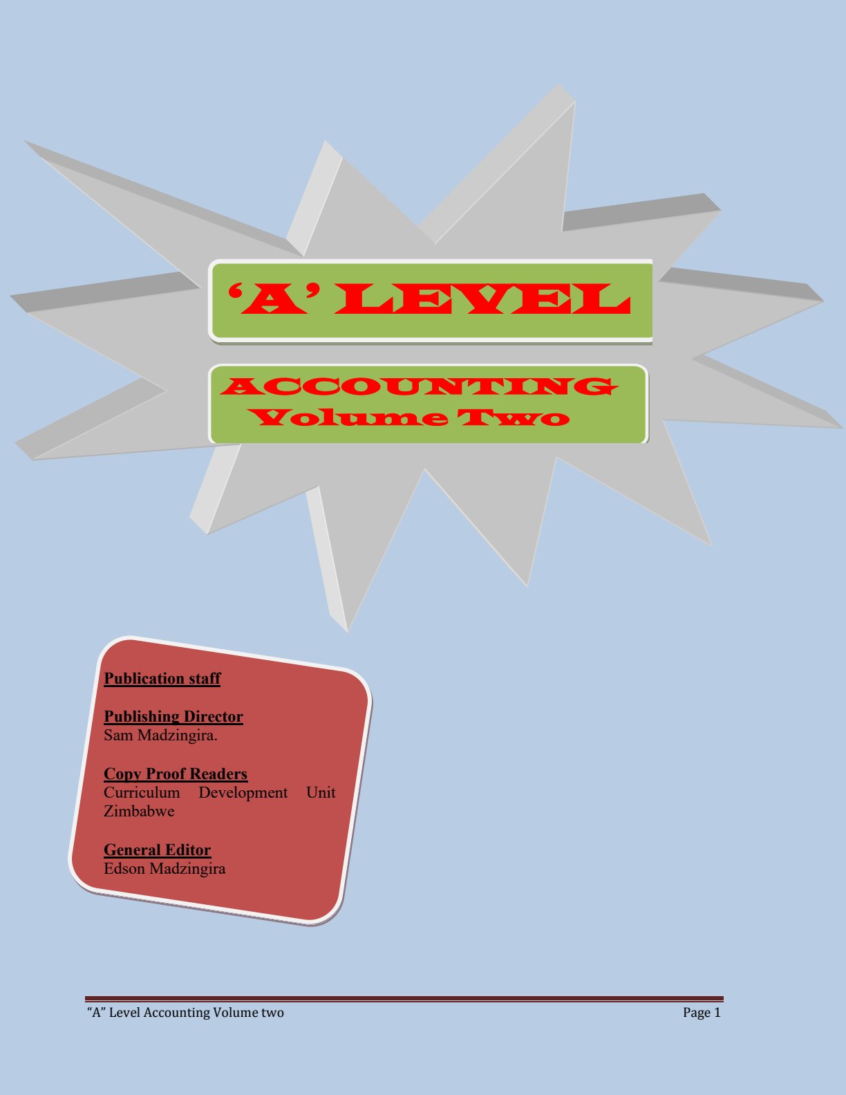 First page of A Level Accounting Volume two