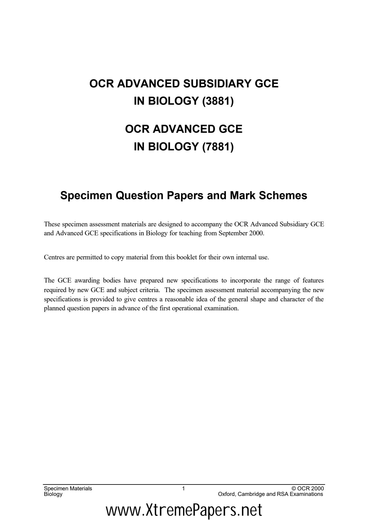 First page of A-Level Biology Red Spot Study Guide