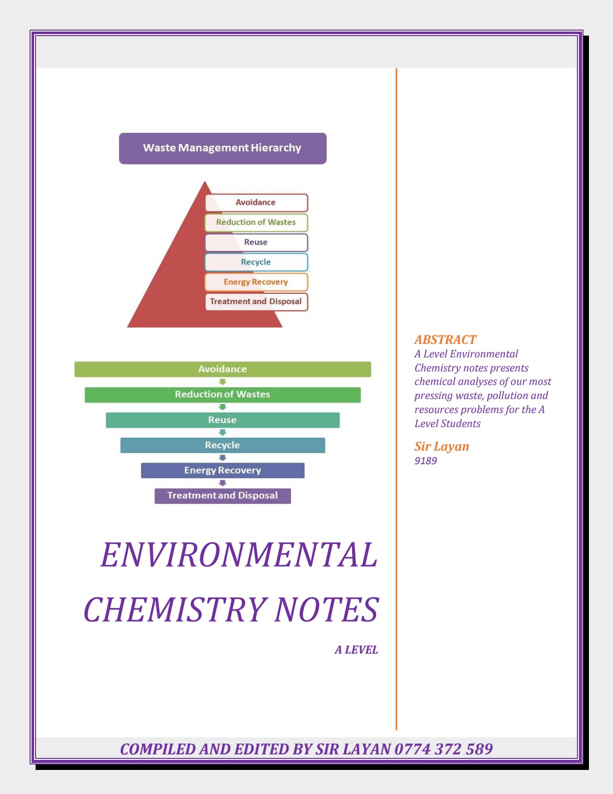 First page of A-Level Chemistry Environmental Chemistry Notes Zimbabwe
