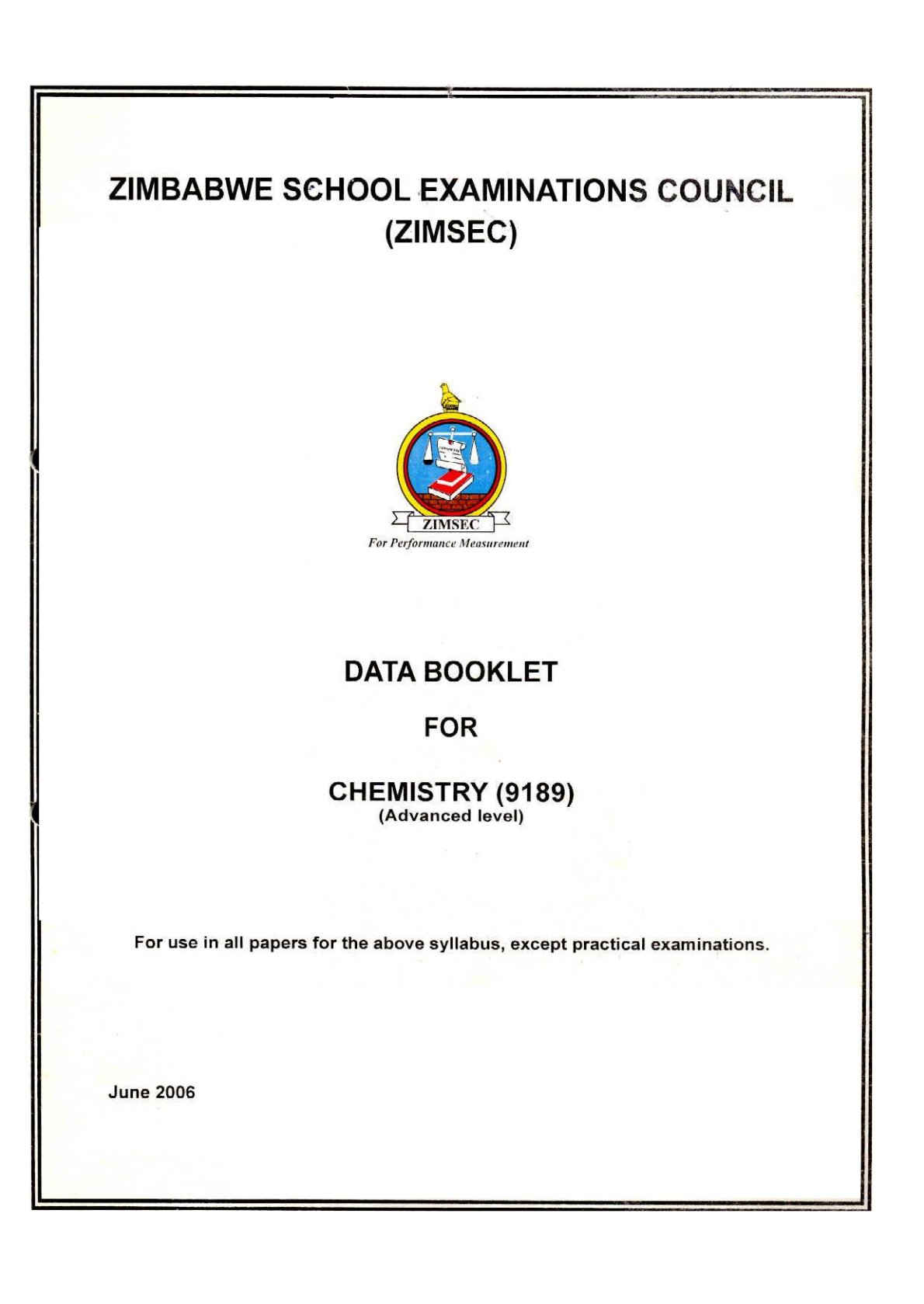 First page of A-Level Chemistry Notes Zimbabwe