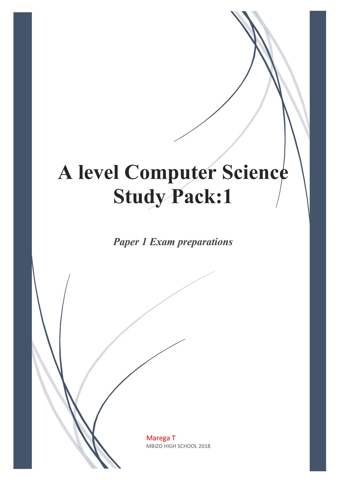 First page of A-Level Computer Science 2018 Study Guide