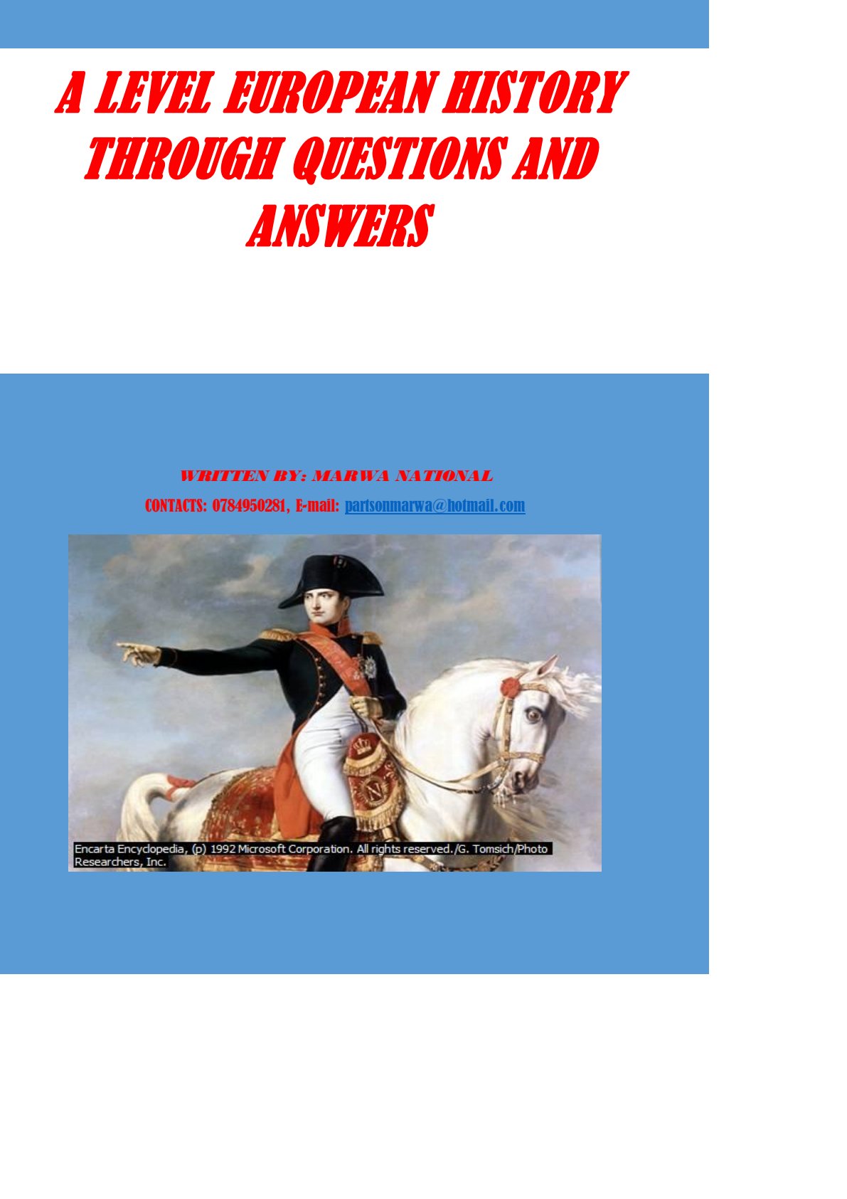 First page of A Level European History Through Questions and Answers