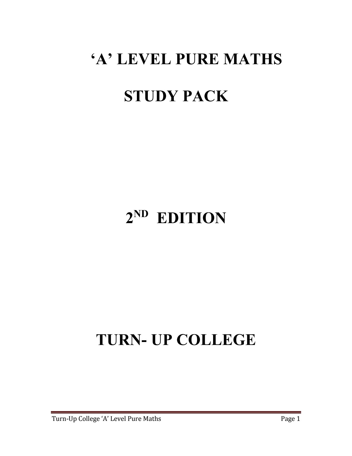 First page of A-Level Pure Mathematics 2012 Study Guide