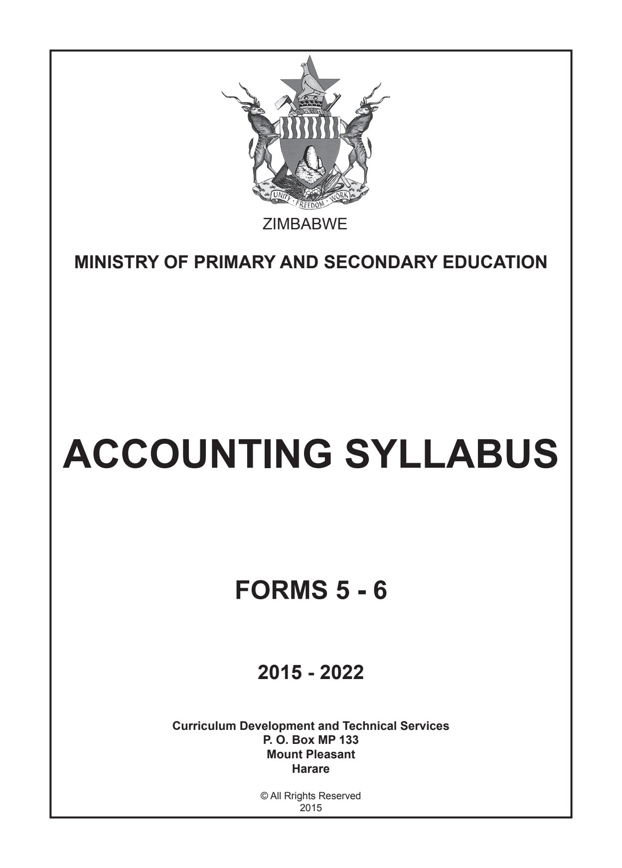 First page of Accounting Syllabus Forms 5-6