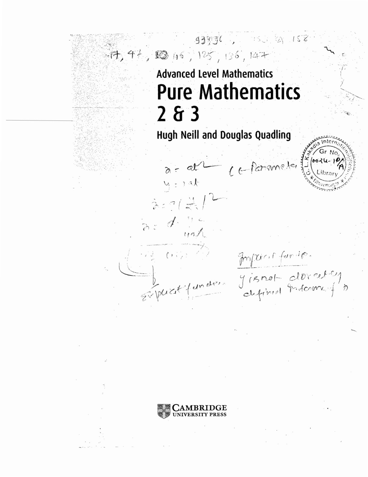 First page of Advanced Level Mathematics Pure Mathematics 2 & 3 Pure Mathematics-Level