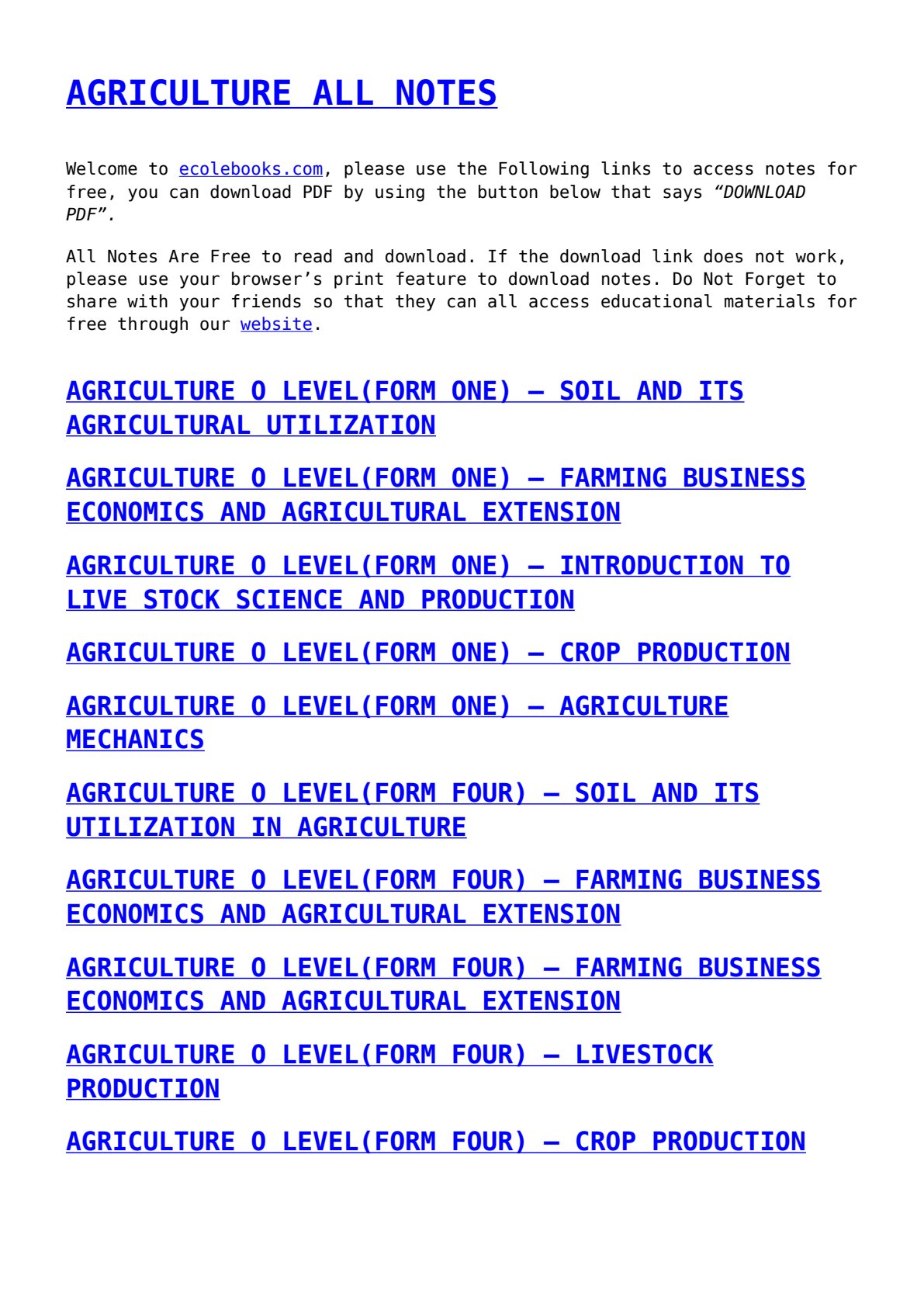 First page of agriculture all notes.pdf