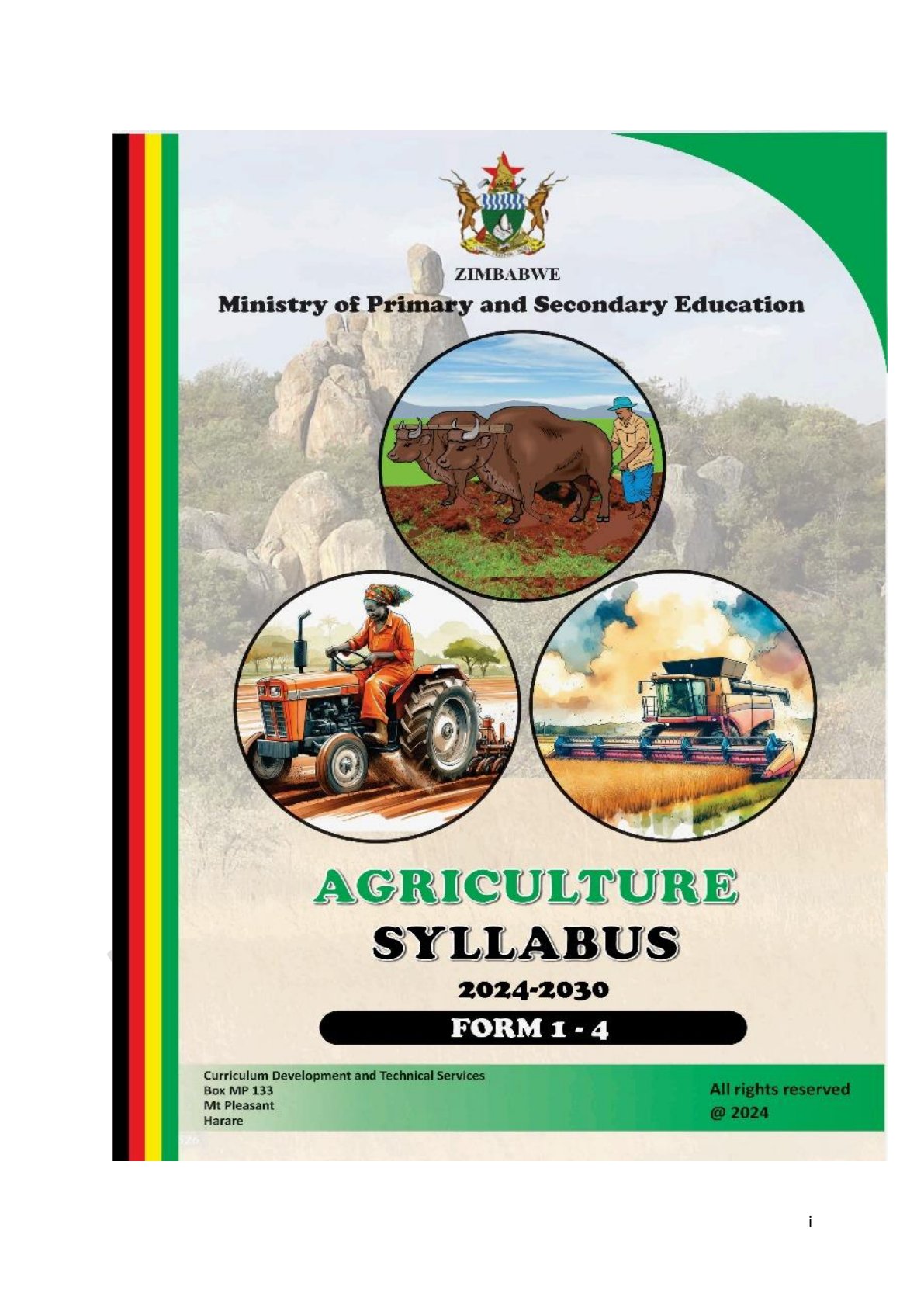 First page of Agriculture Syllabus Forms 1-4 2024-2030