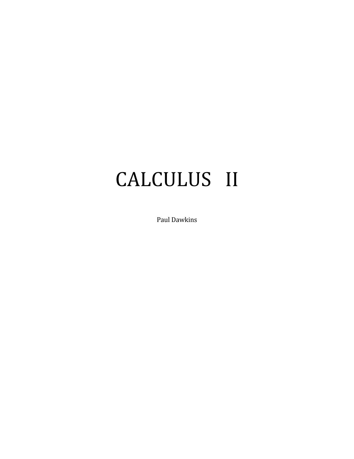 First page of CALCULUS II Mathematics Tertiary