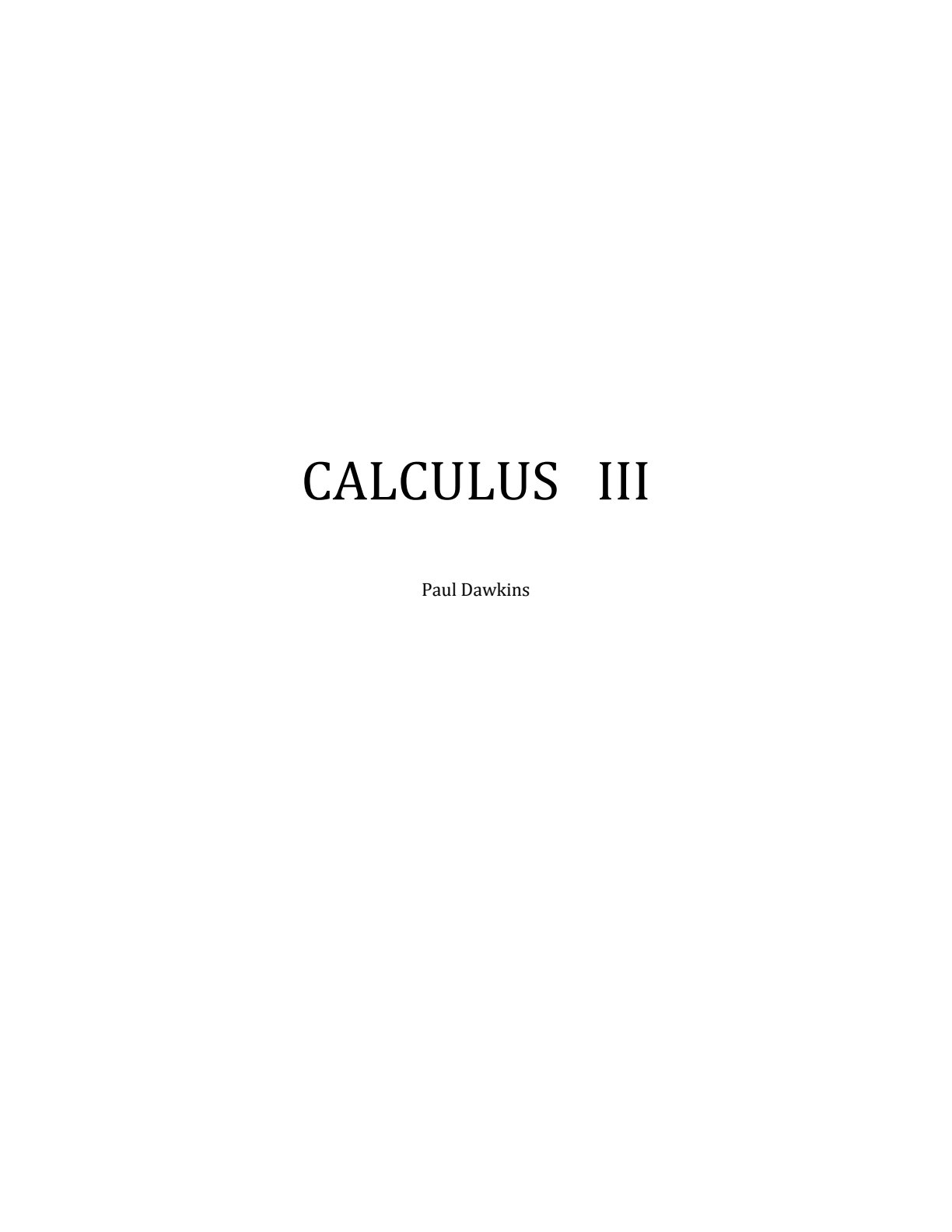 First page of Calculus III Calculus Tertiary