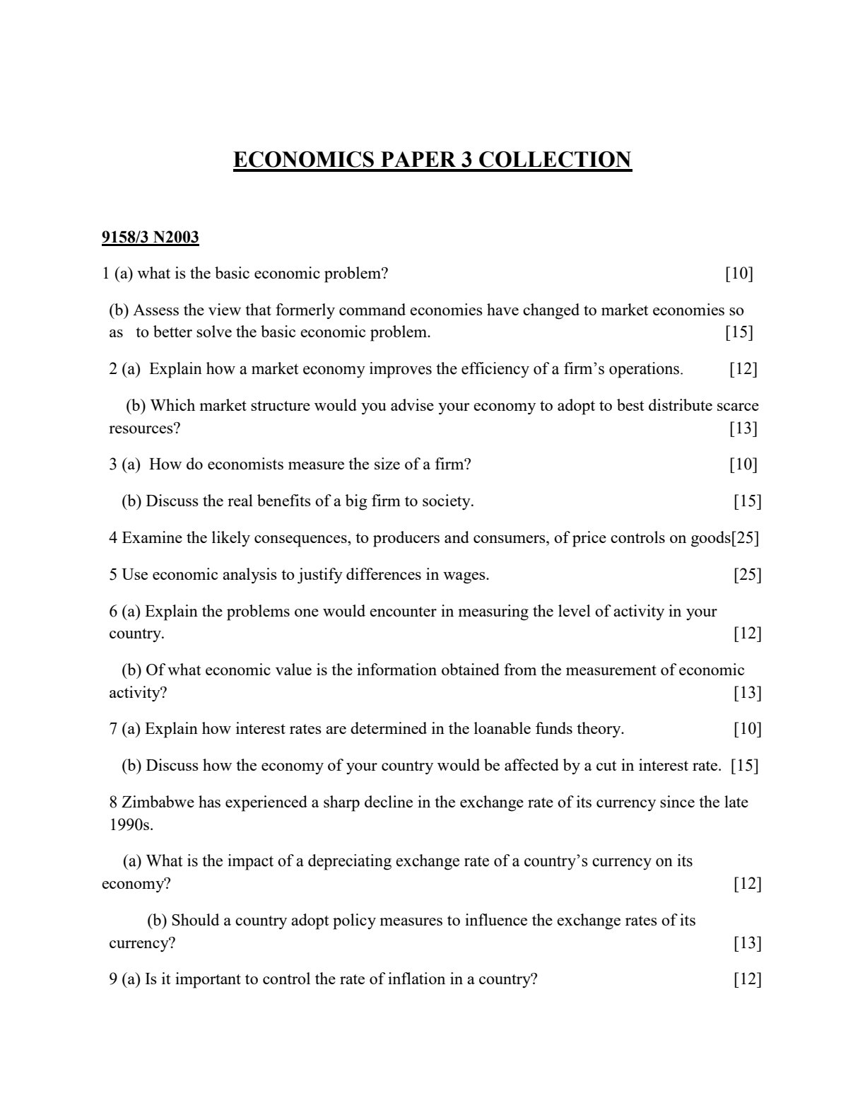 First page of Cambridge International A-Level Economics Blue Book 2020 Study Guide