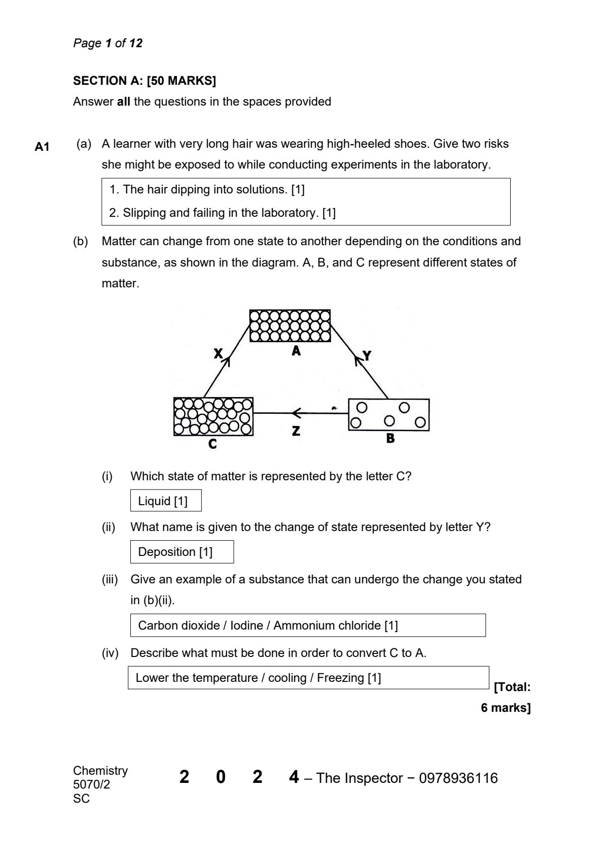 First page of Cambridge International O-Level Chemistry Paper 2 2024 Marking Scheme