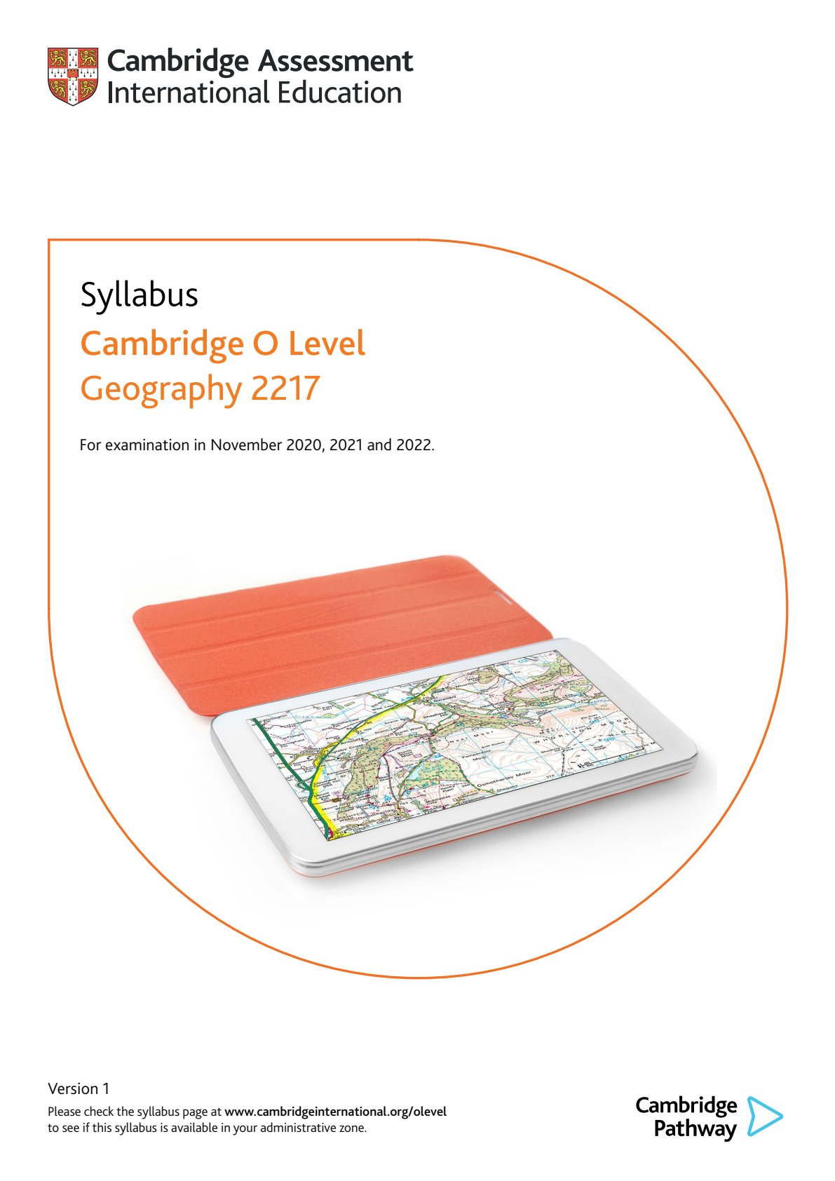 First page of Cambridge International O-Level Geography Syllabus