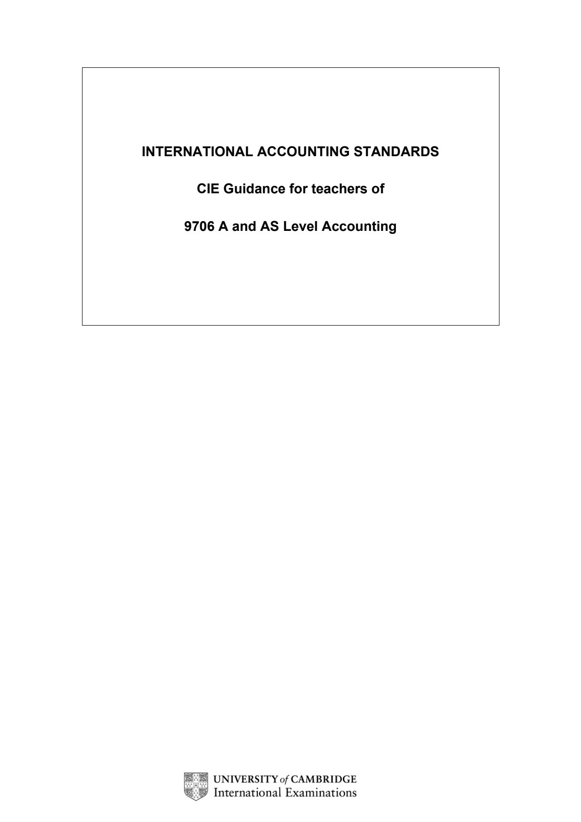 First page of CIE A-Level Principles of Accounts Study Guide