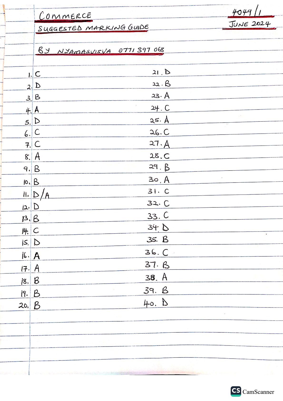 First page of Commerce Suggested Marking Guide