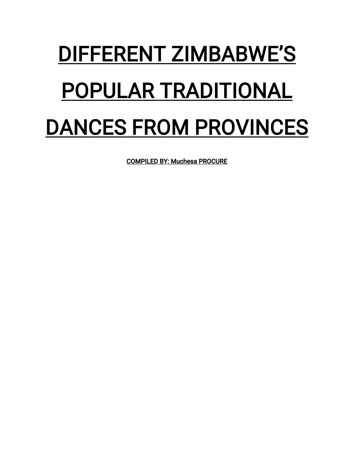 First page of Cultural Studies Zimbabwean Traditional Dances Notes Zimbabwe