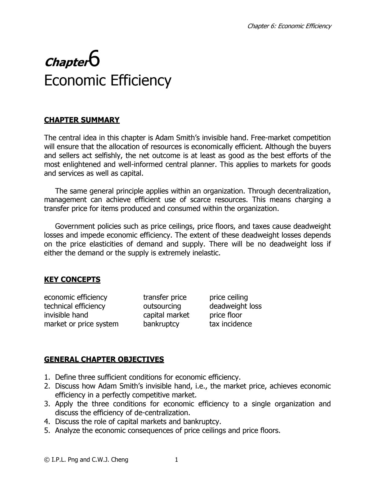First page of Economic Efficiency Economics