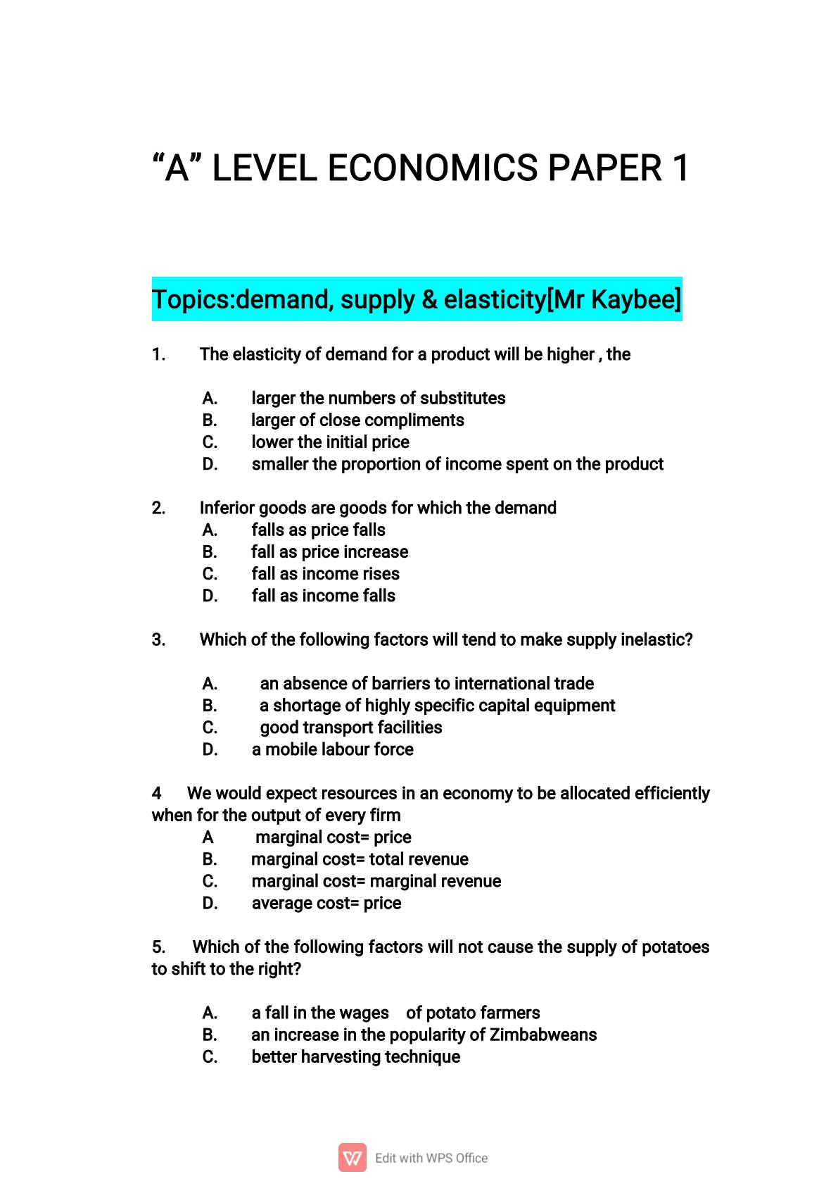 First page of Economic_Paper_1[Mr_Kaybee].pdf