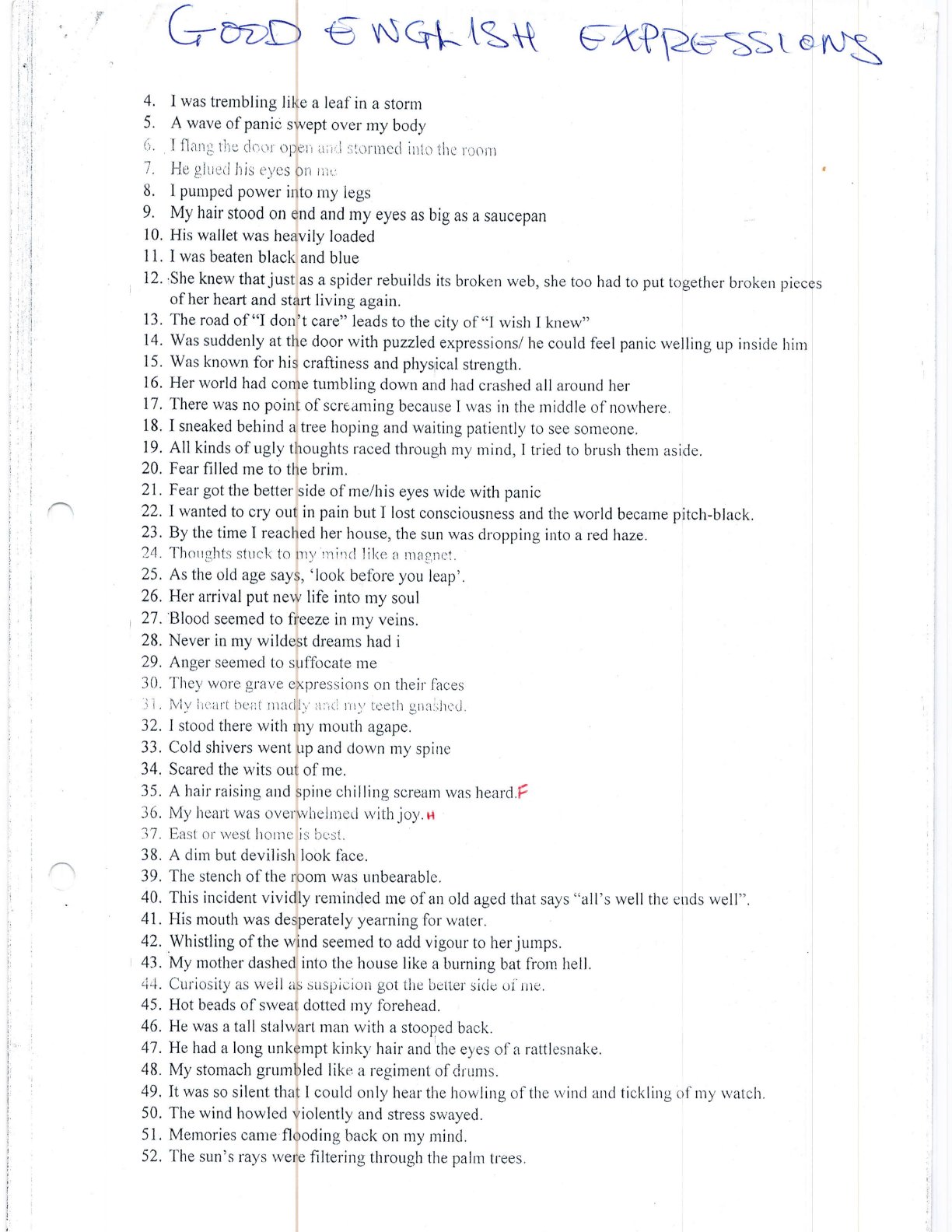 First page of English Language English Expressions Notes Zimbabwe
