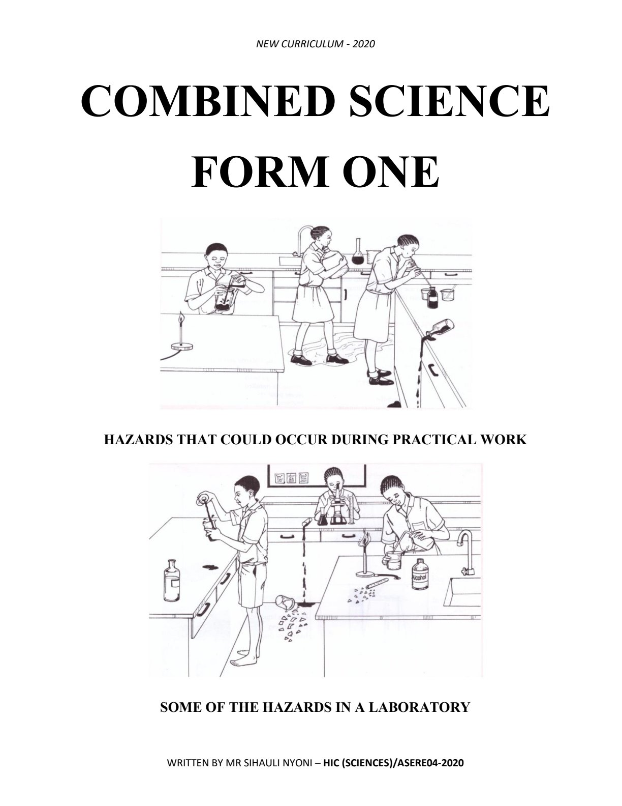 First page of Form 1 Combined Science Hazards During Practical Work Notes Zimbabwe