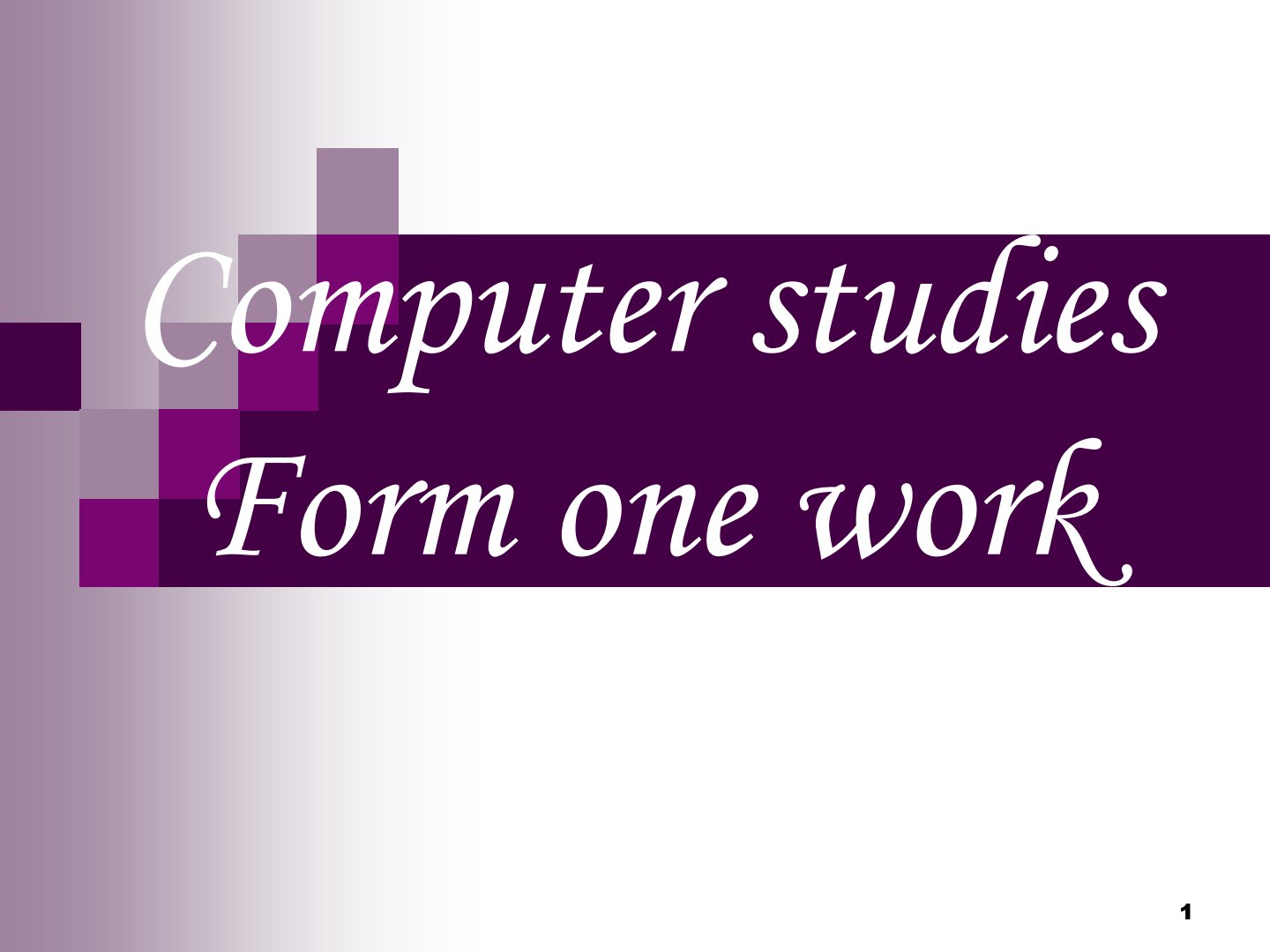 First page of Form 1 Computer Science Computer Studies Form 1 Notes Zimbabwe