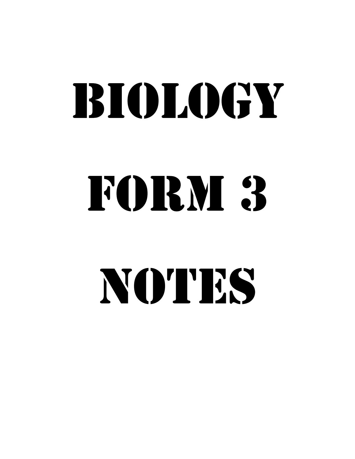 First page of Form 3 Biology Notes Zimbabwe