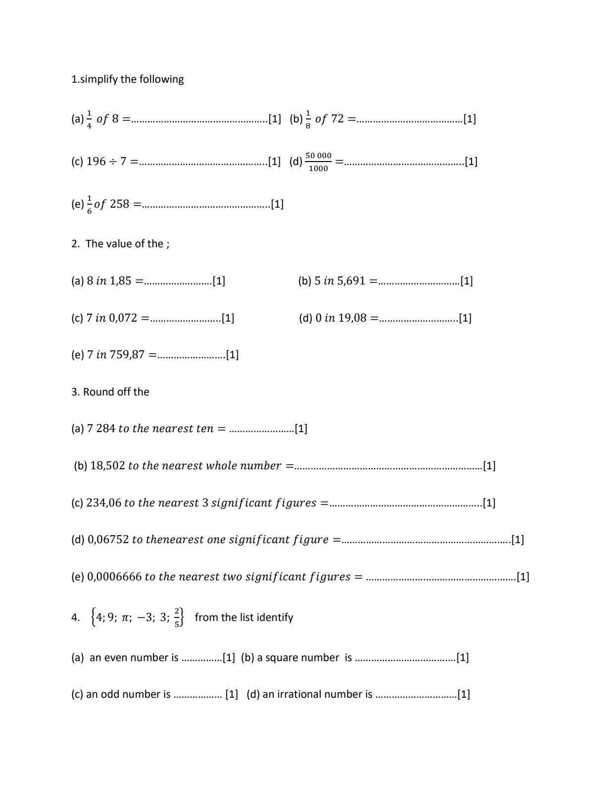 First page of form_one_maths_end_of_year.pdf