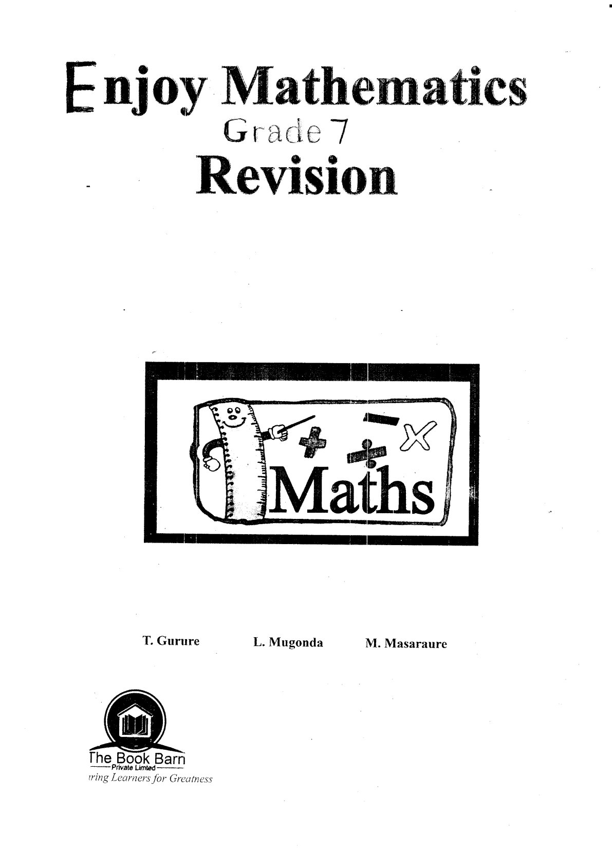 First page of Grade 7 Mathematics Study Guide