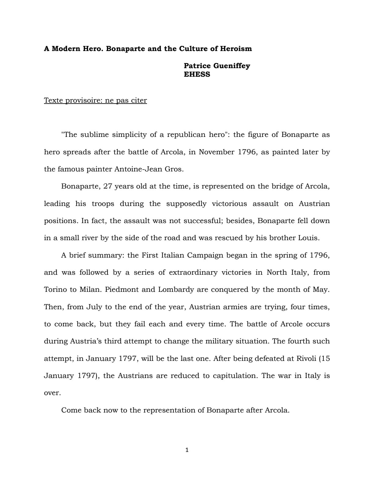 First page of History Heroism and Bonaparte Notes Zimbabwe