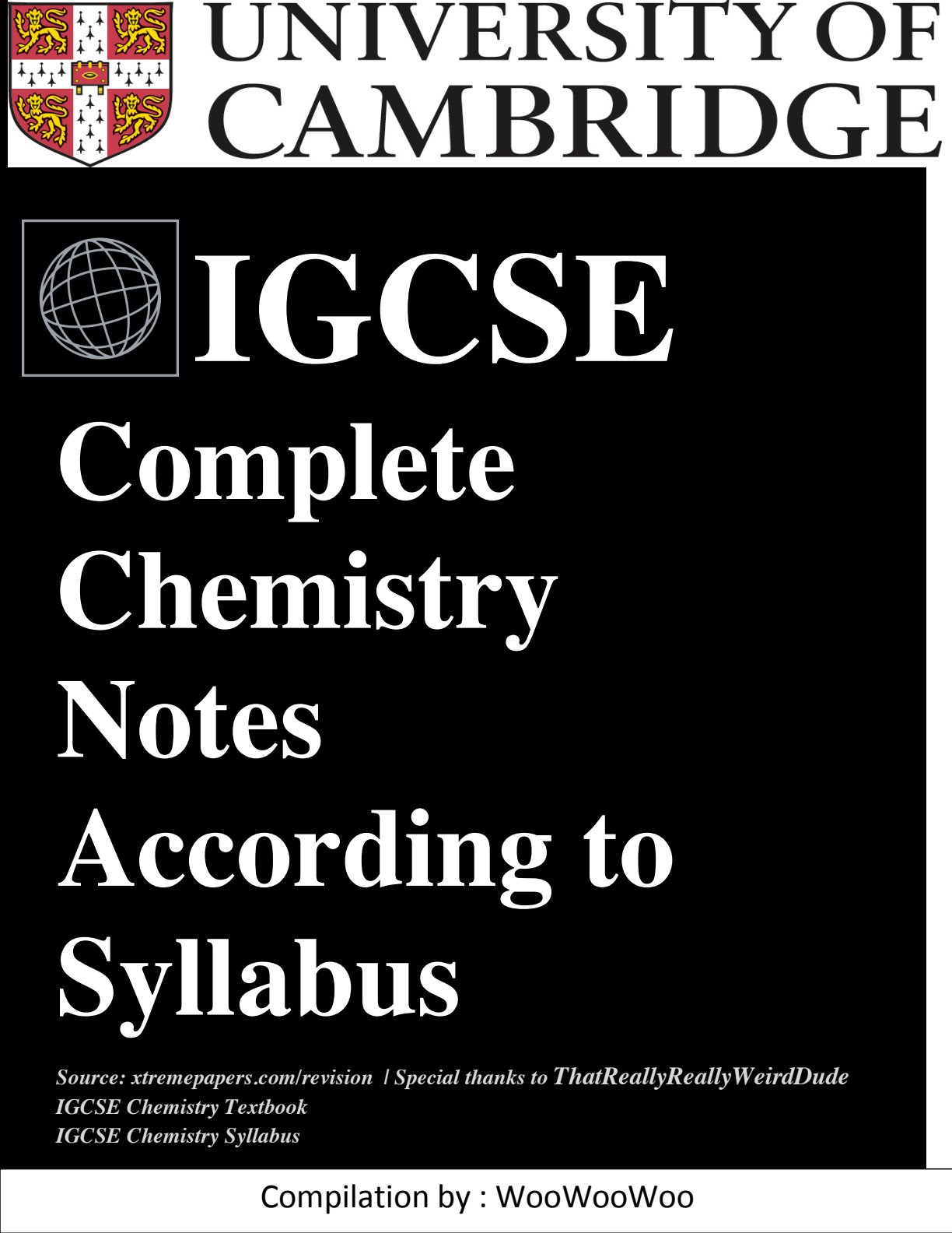 First page of IGCSE Chemistry Notes Zimbabwe
