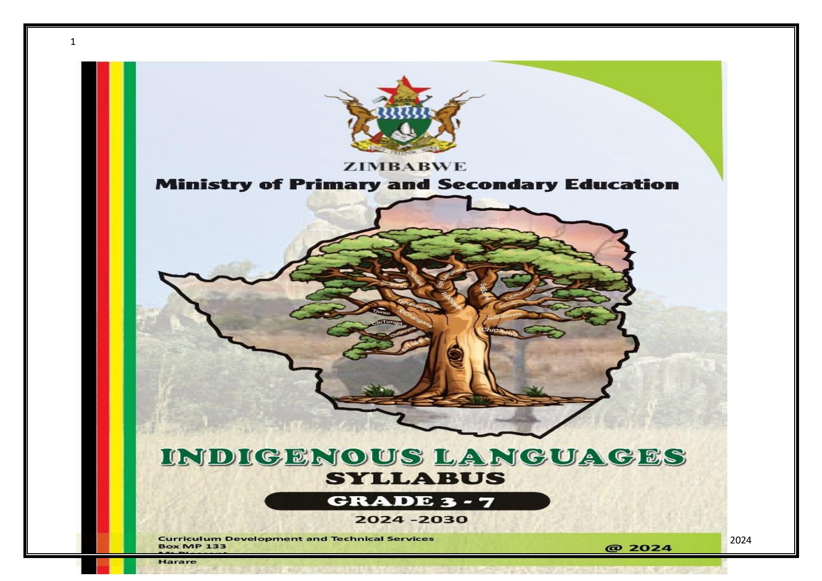 First page of Indigenous Languages Syllabus