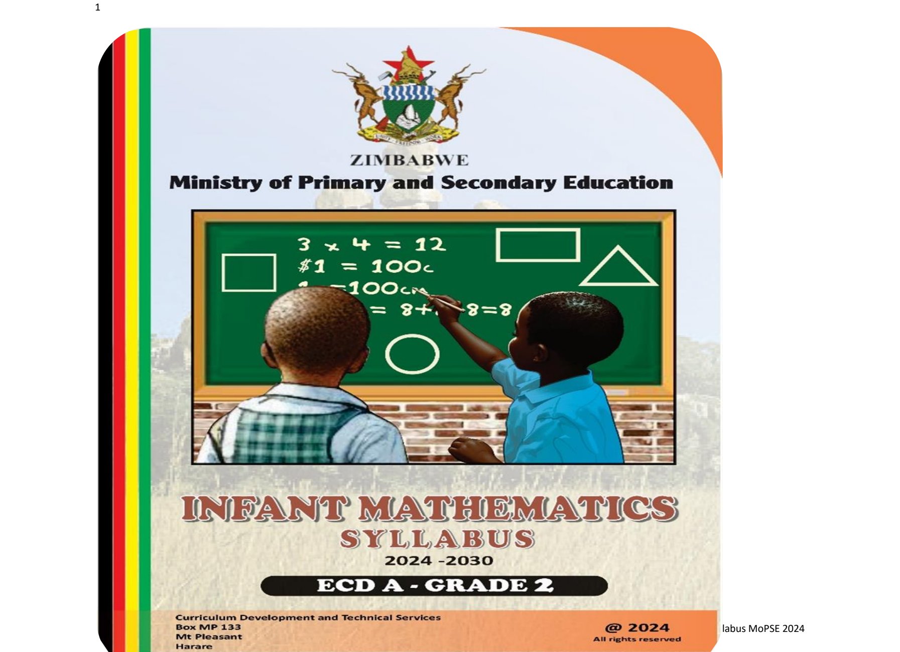 First page of Infant Mathematics Syllabus