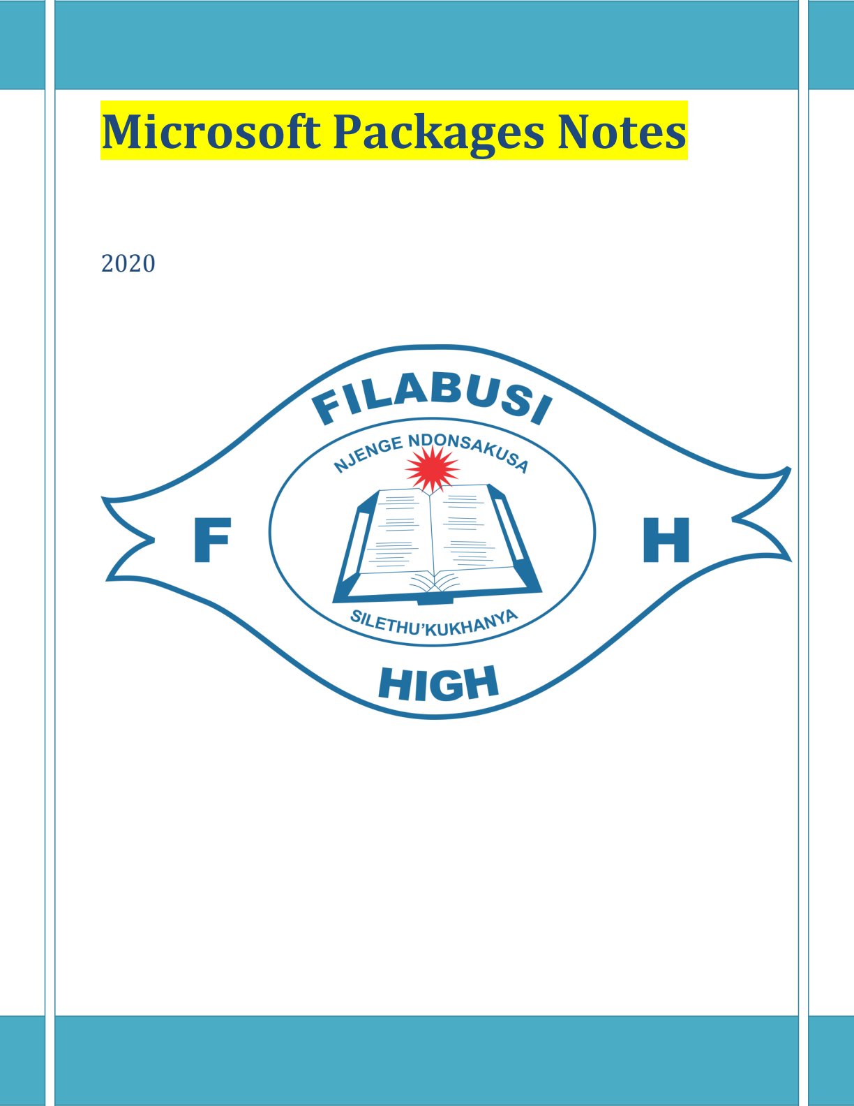 First page of Information and Communication Technology Microsoft Packages Notes Zimbabwe
