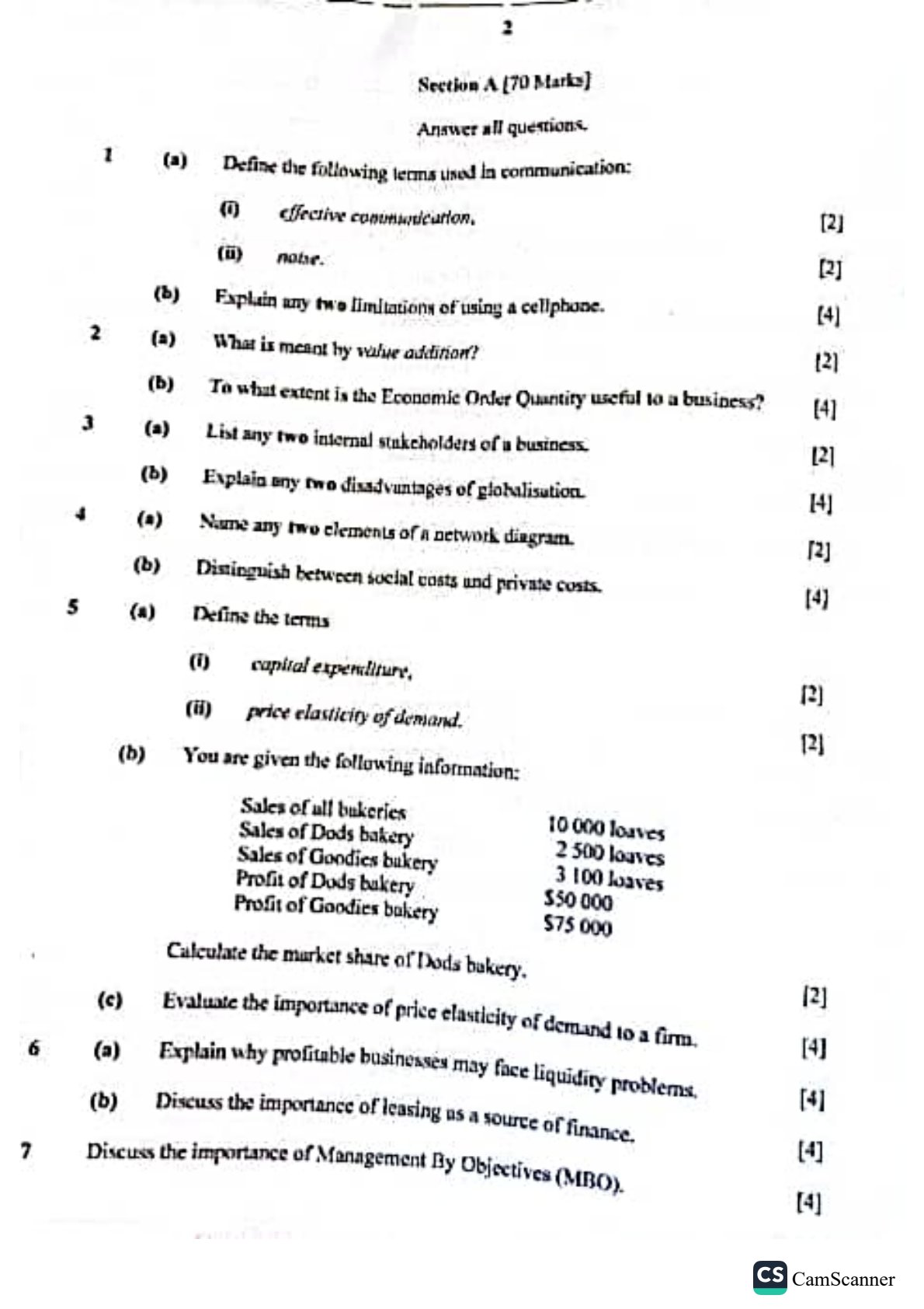 First page of June 2024 Business Studies Paper 1 Question Paper