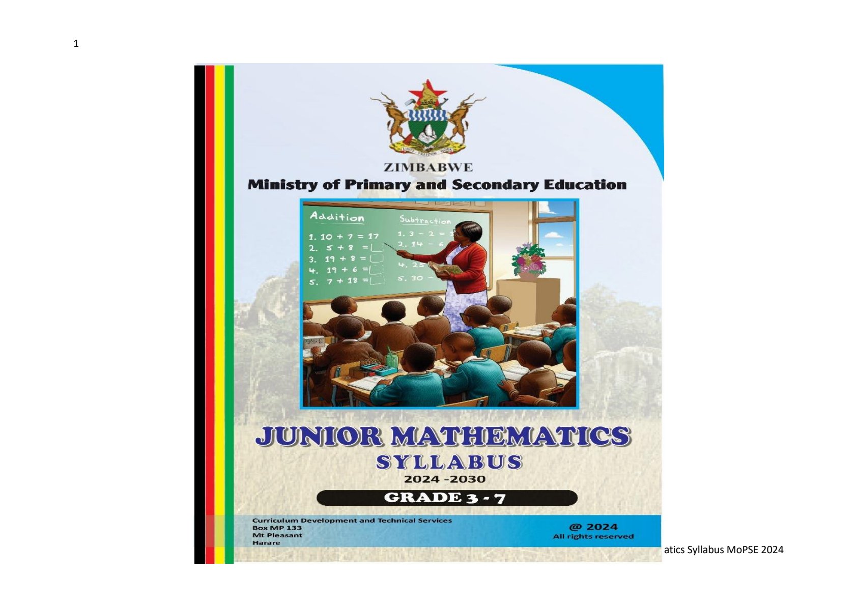 First page of Junior Mathematics Syllabus