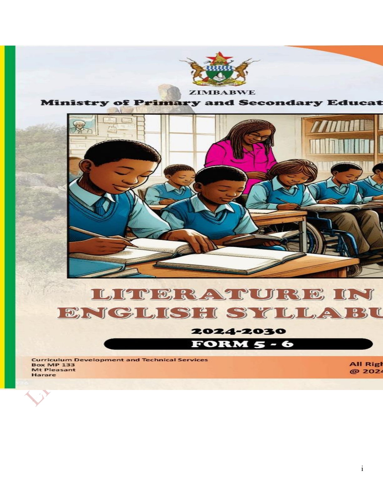 First page of Literature in English Syllabus Forms 5-6 2024-2030