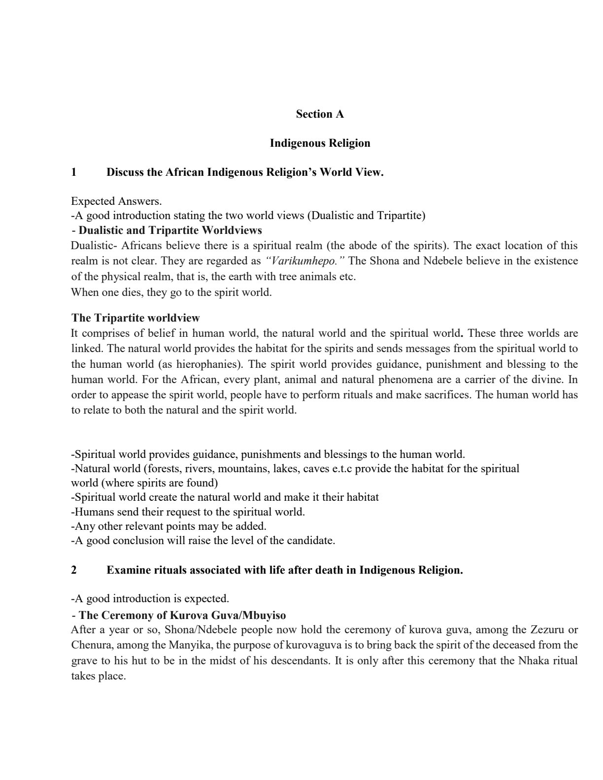 First page of Mark Scheme paper one Judaism and IR