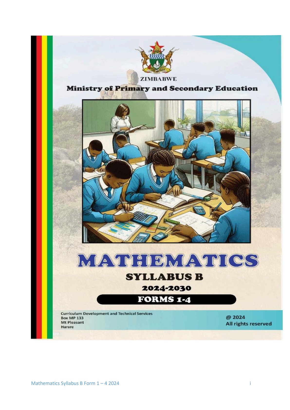First page of Mathematics Syllabus B Form 1-4