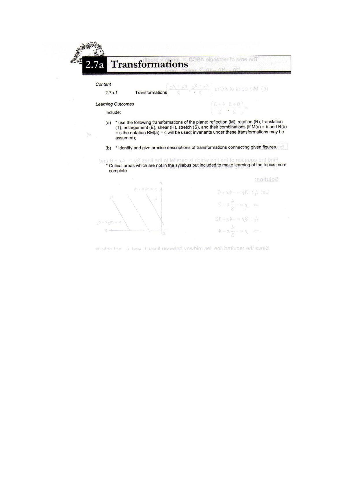 First page of Mathematics Transformations Notes Zimbabwe