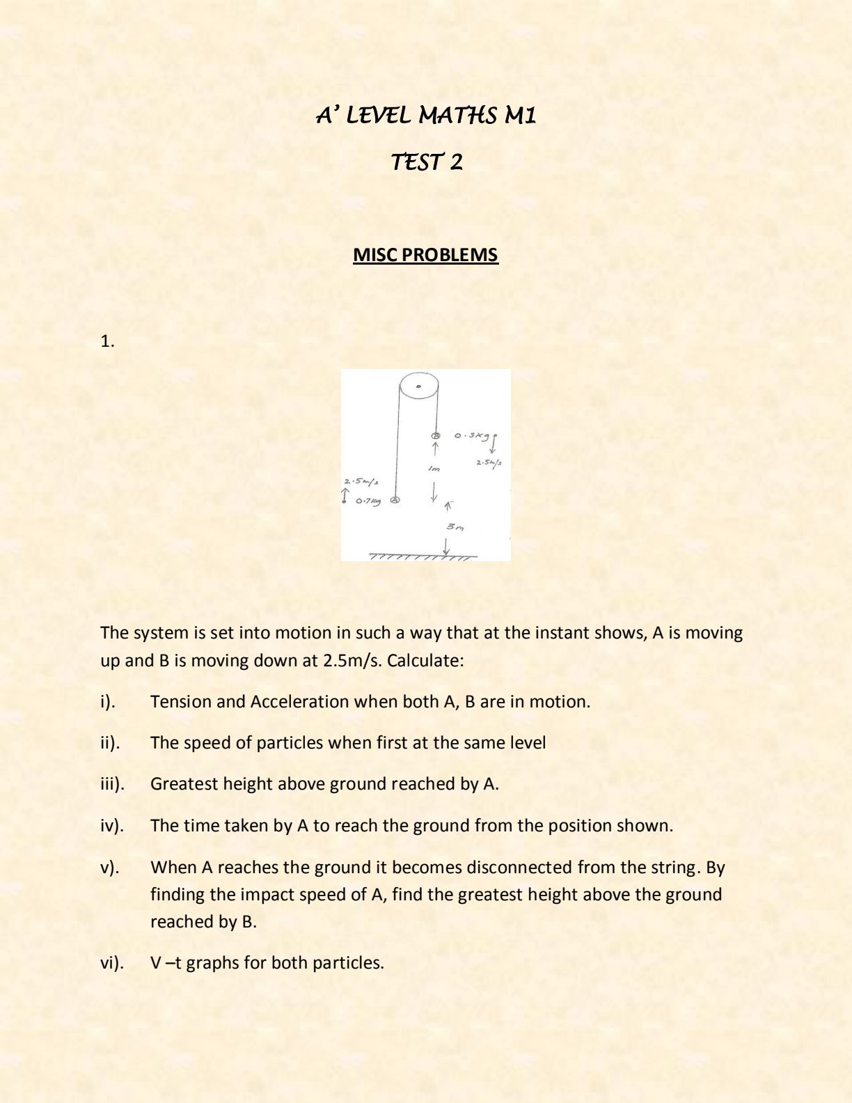 First page of Mechanics Test 2