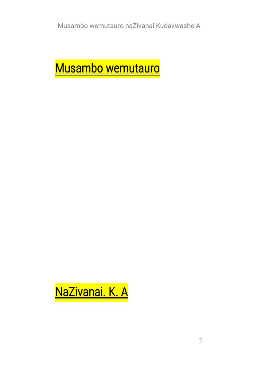 First page of Musambo wemutauro