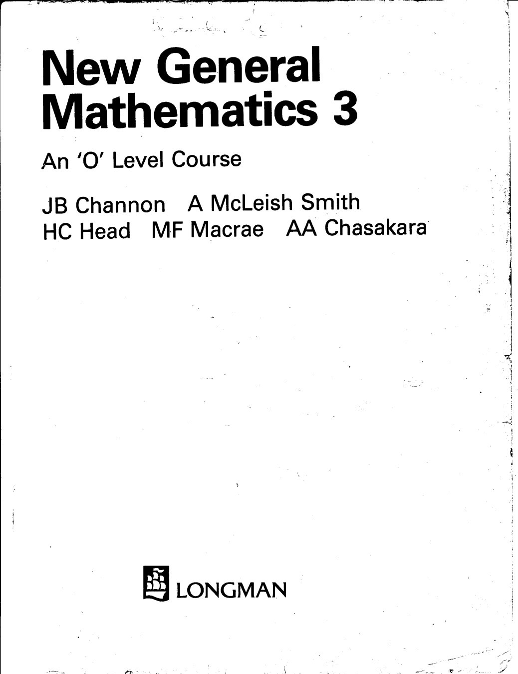 First page of New General Mathematics 3 Mathematics O-Level