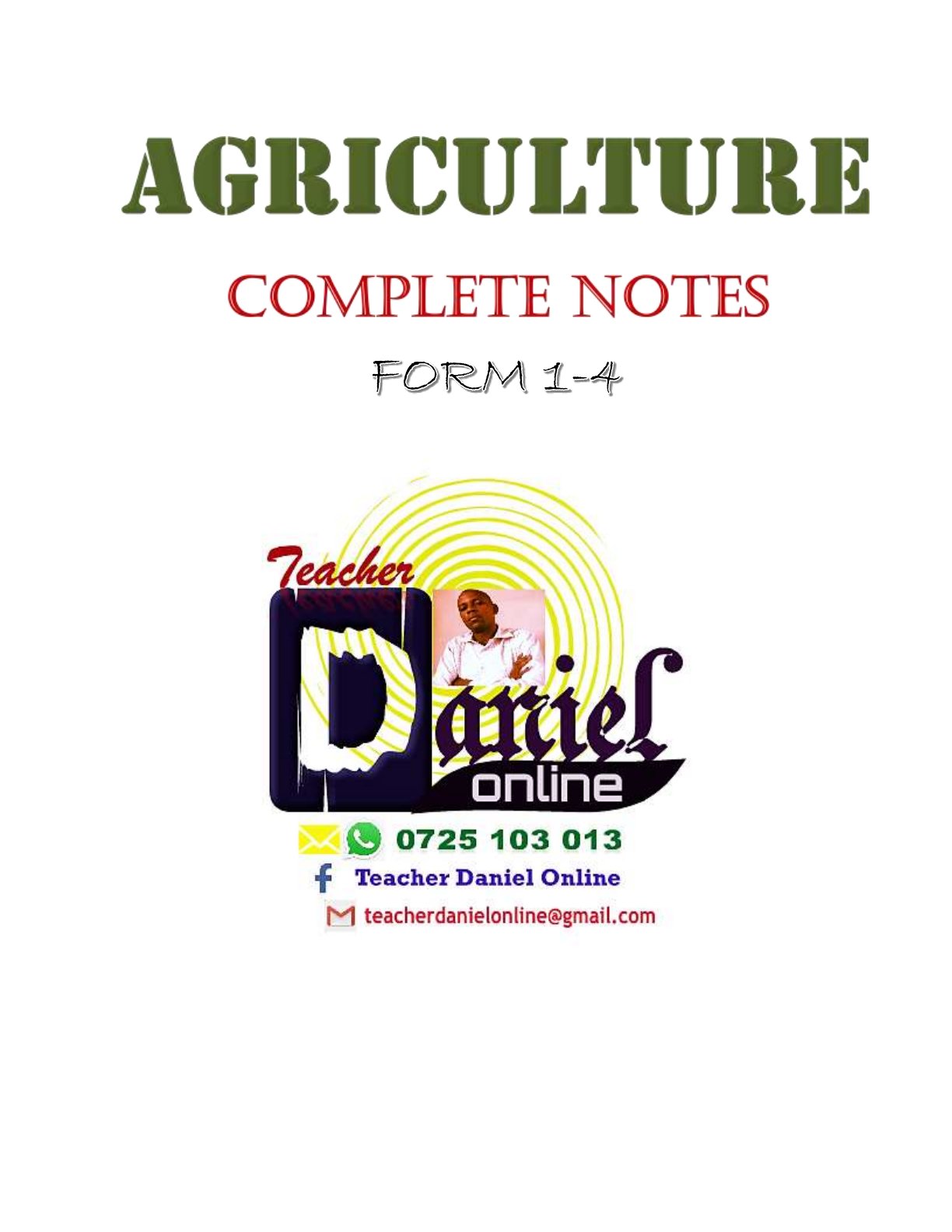 First page of O-Level Agriculture Notes Zimbabwe