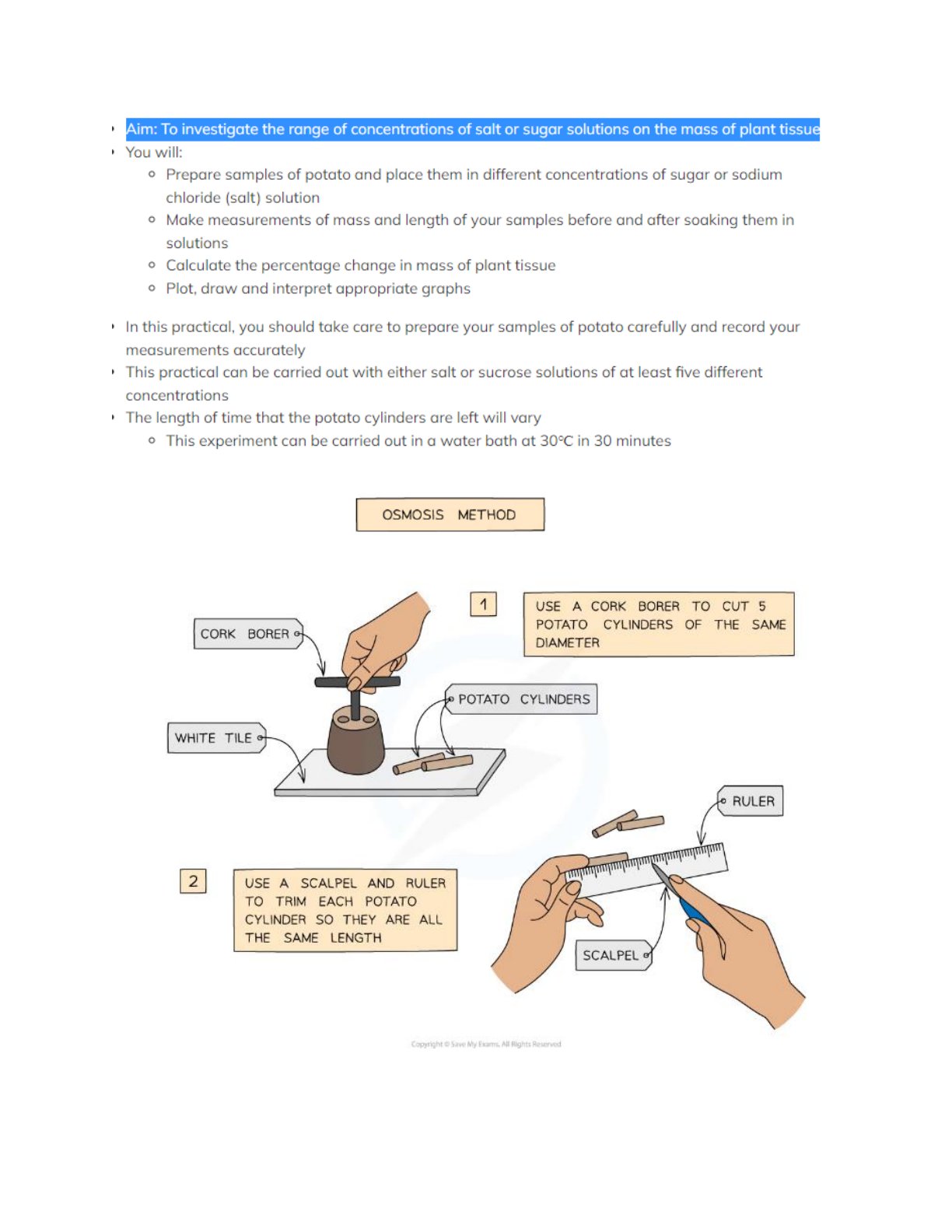 First page of O-Level Agriculture Osmosis in Plant Tissue Worksheet Zimbabwe