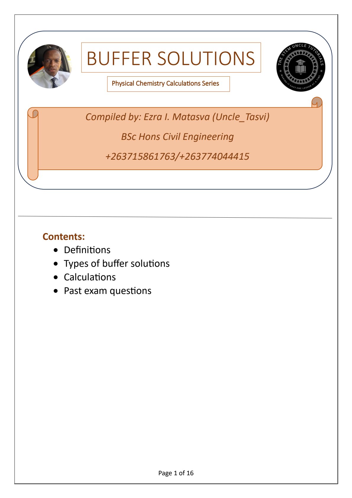 First page of O-Level Chemistry Blue Book Study Guide