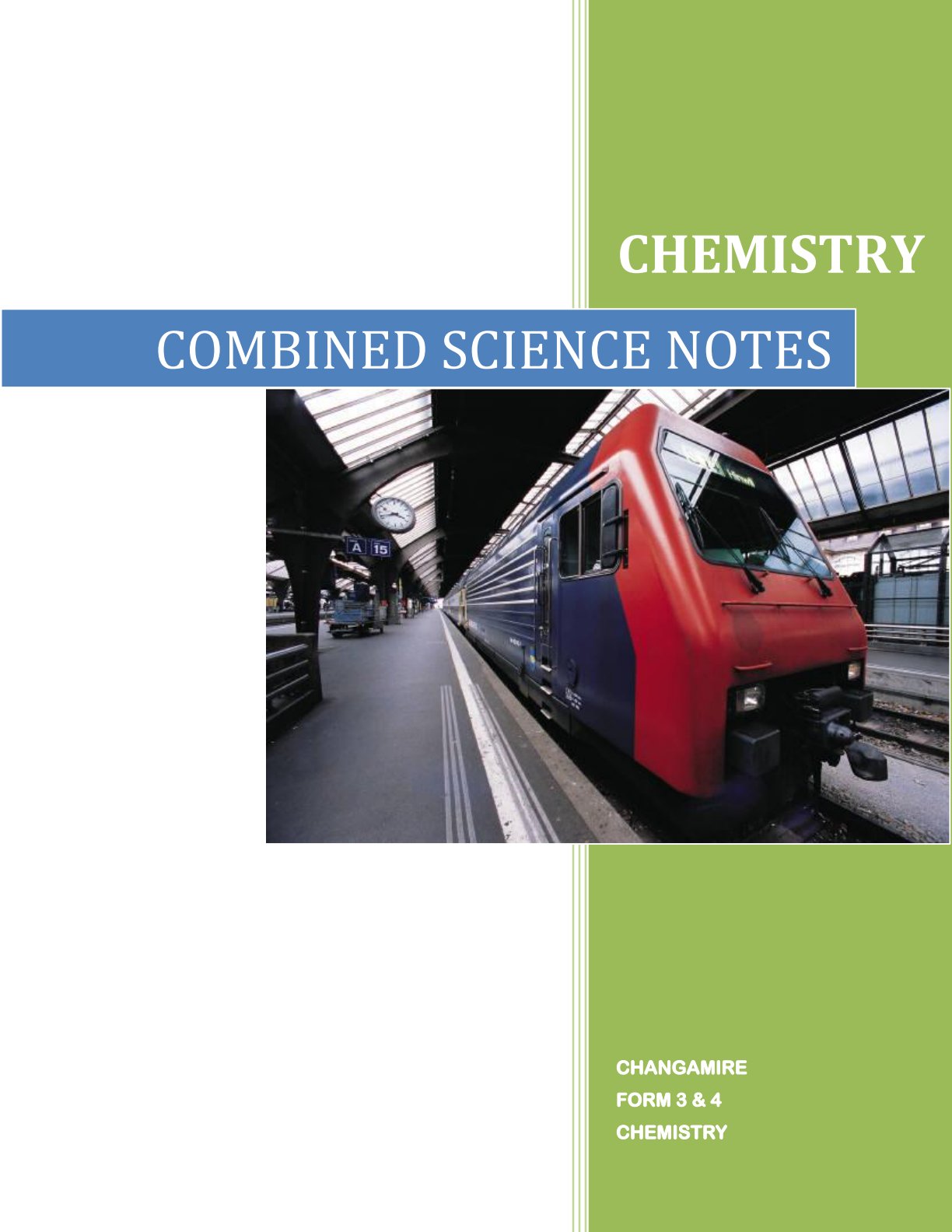 First page of O-Level Chemistry Notes Zimbabwe