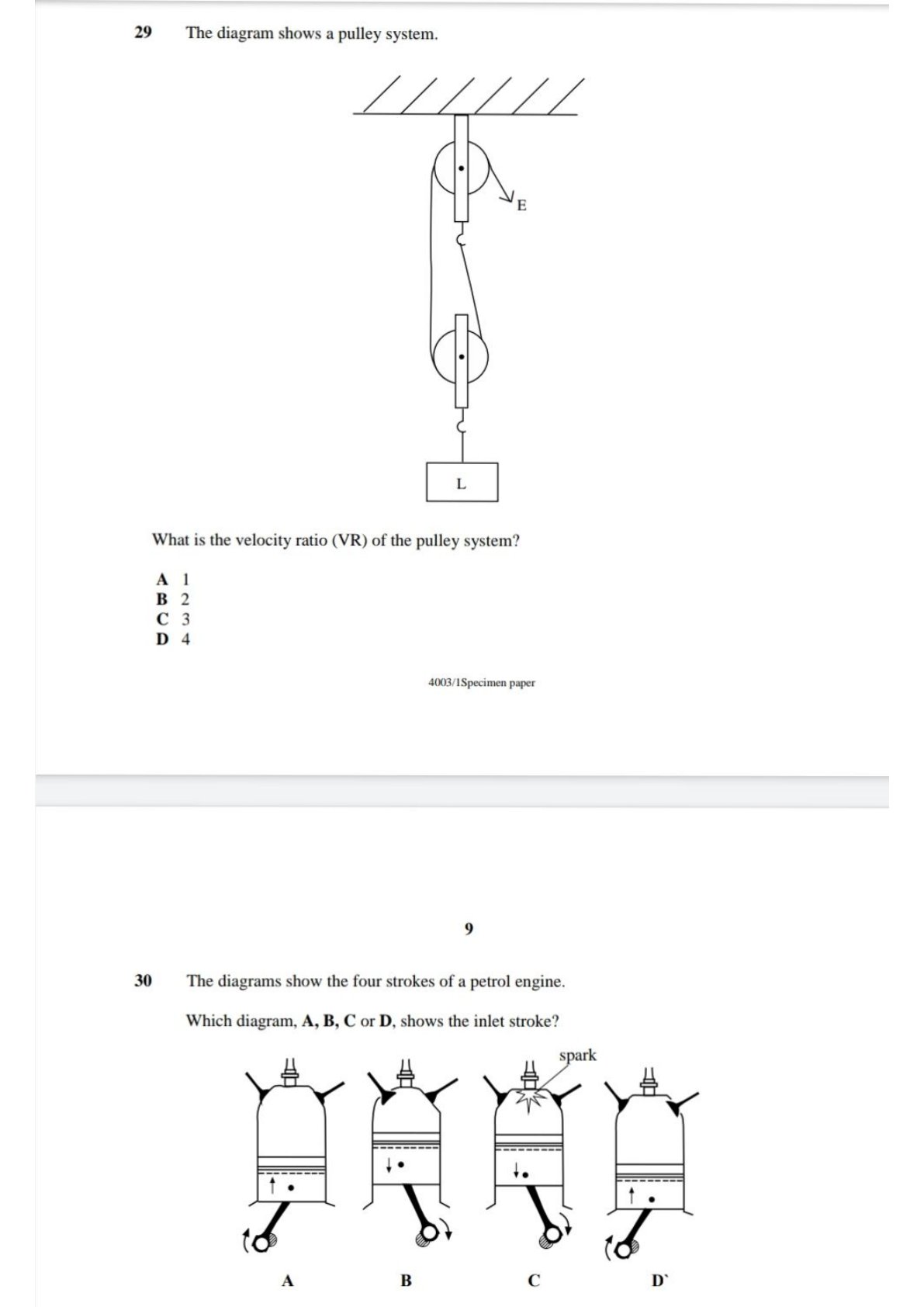 First page of O-Level Combined Science Machines Worksheet Zimbabwe