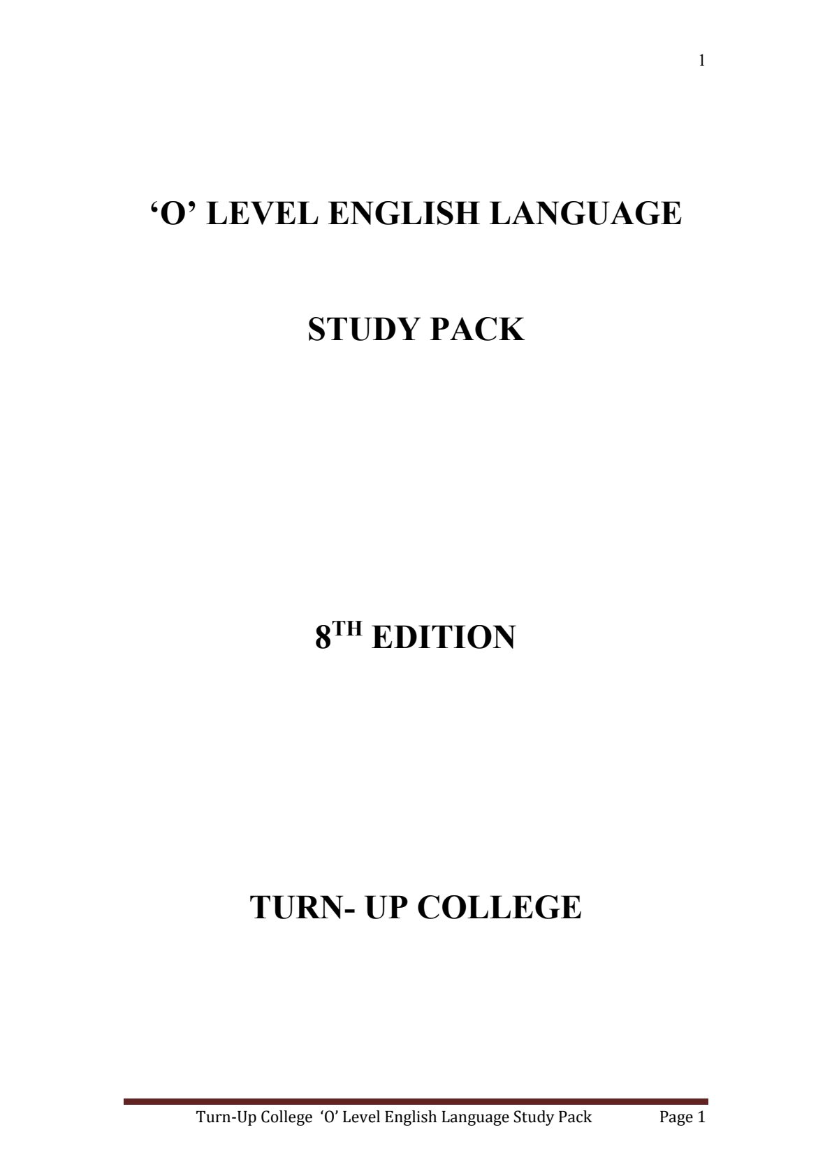 First page of O-Level English Language Study Guide